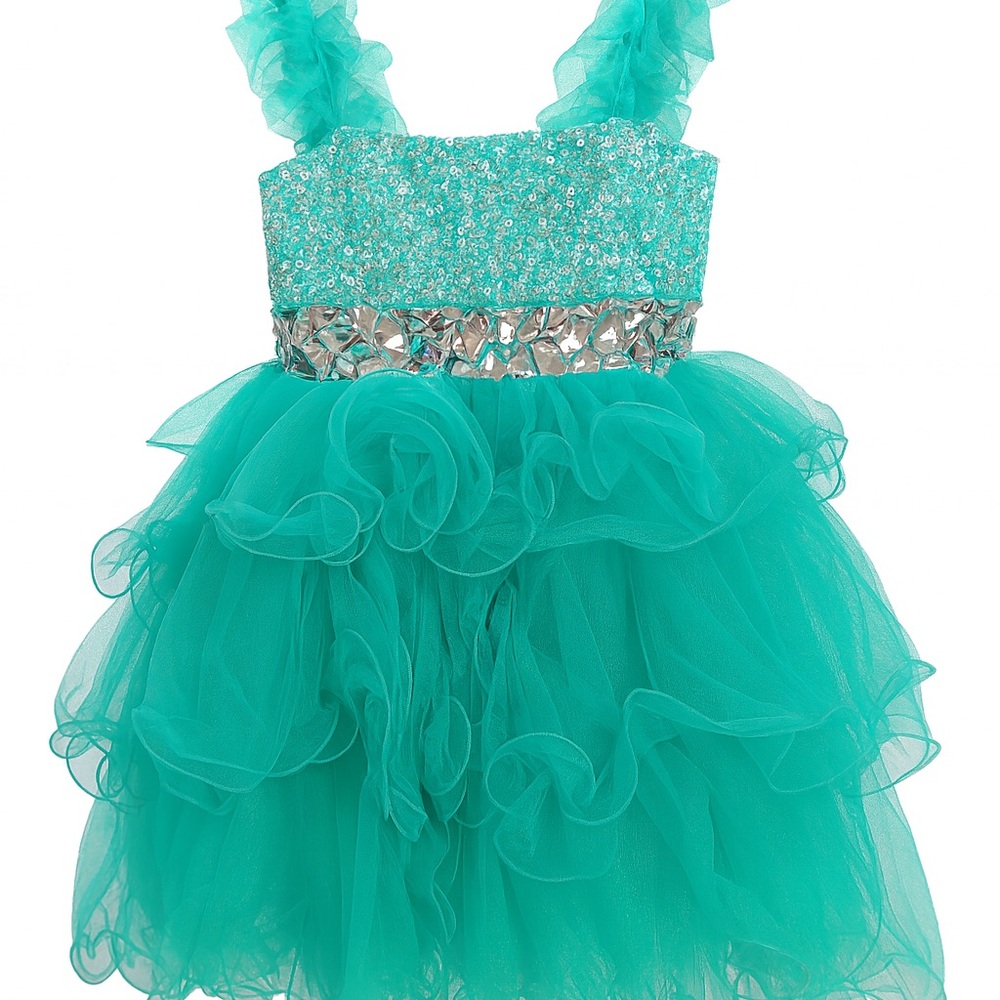 Sherri Hill Turquoise Kids Formal Dress